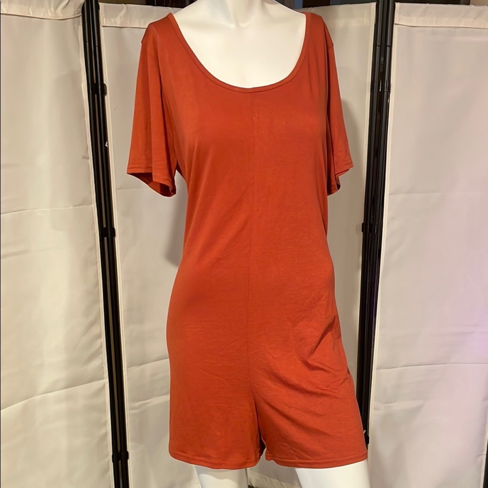 Women's Terracotta Short Sleeve Romper